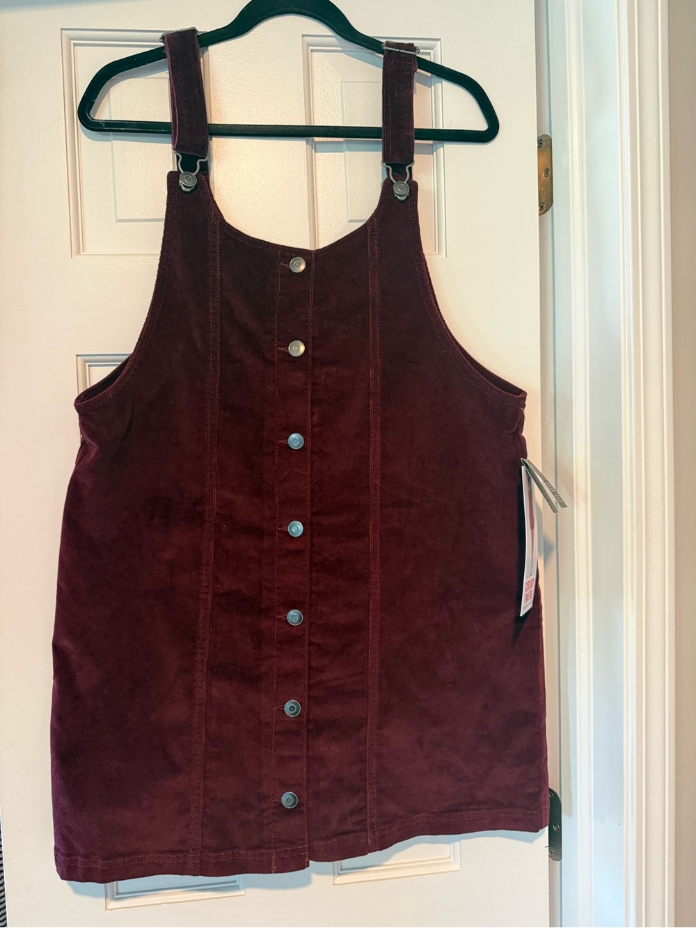 Celebrity Pink Burgundy Corduroy Pinafore Dress Women’s Large NWT